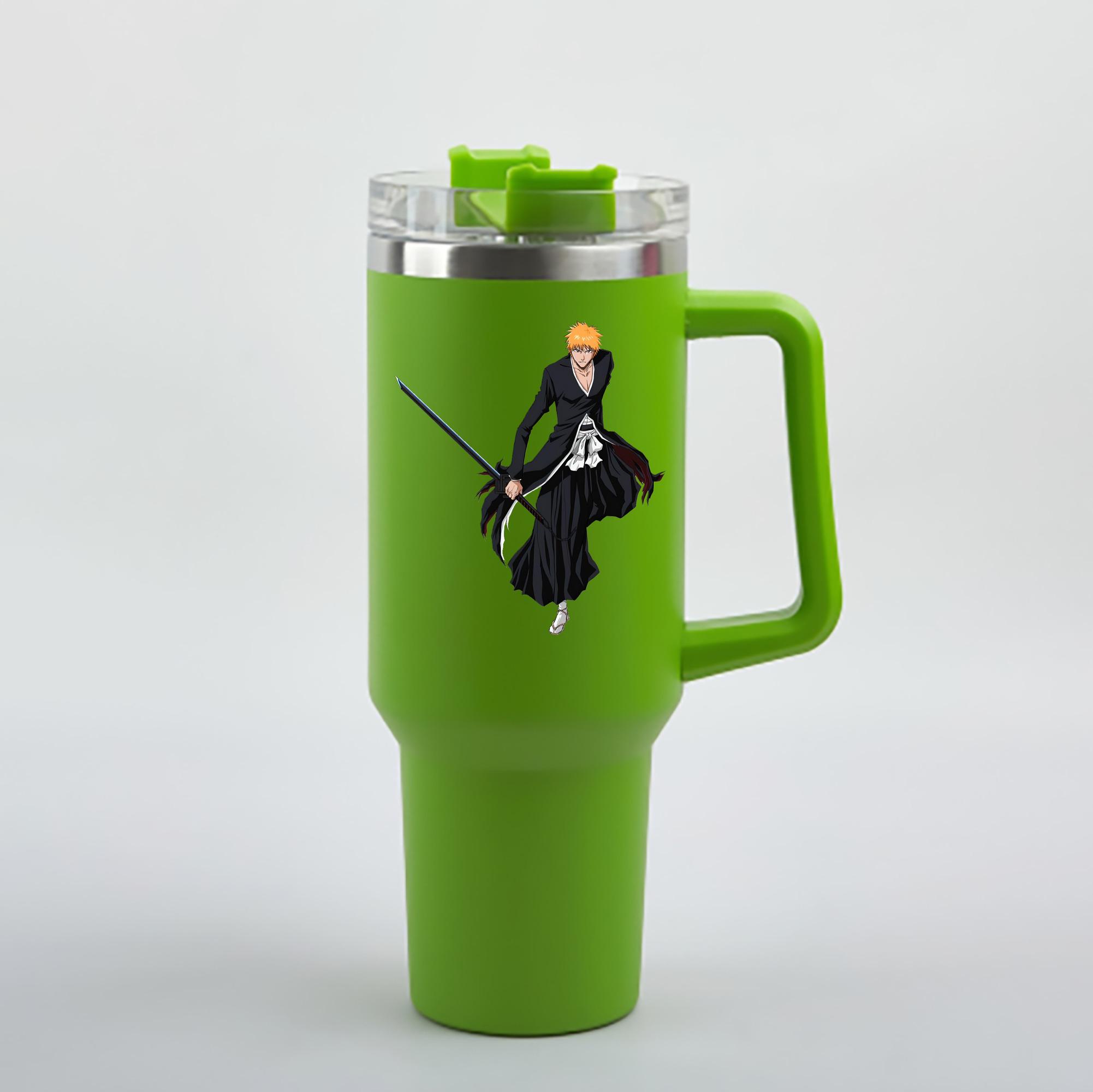 （画像用） ブリーチ 黒崎一護（くろさき いちご）BLEACH Kurosaki Ichigo 1200mL車用タンブラー - クリスタルステッカー（プラスチックストロー付き）